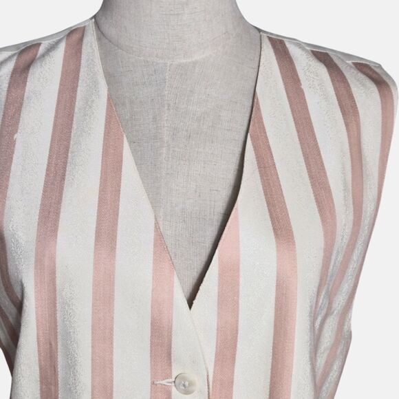 Liz Claiborne Pink & White Striped Tailored Vest - Picture 2 of 10